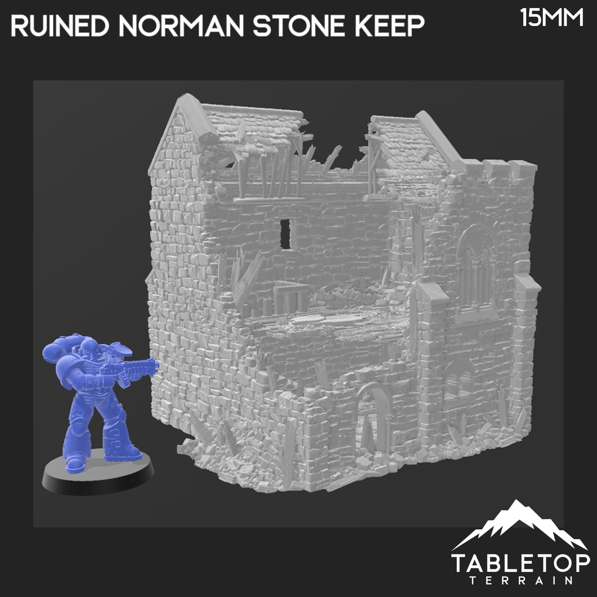 Tabletop Terrain Ruins Ruined Norman Stone Keep - Country & King - Fantasy Historical Ruins