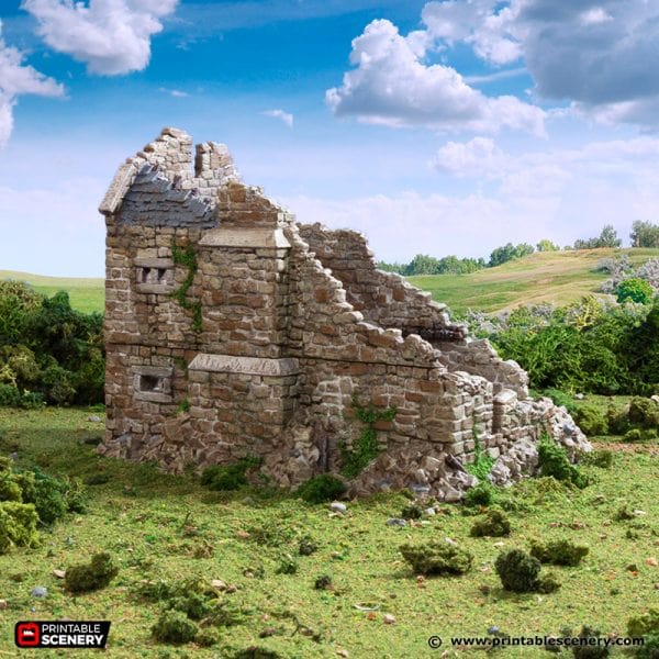 Tabletop Terrain Ruins Ruined Norman Stone Manor - Country & King - Fantasy Historical Ruins