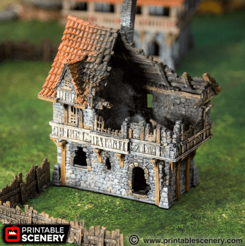 Tabletop Terrain Ruins Ruined Port House - Fantasy Ruins