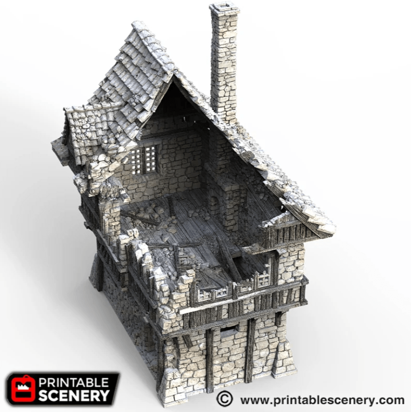 Tabletop Terrain Ruins Ruined Port House - Fantasy Ruins