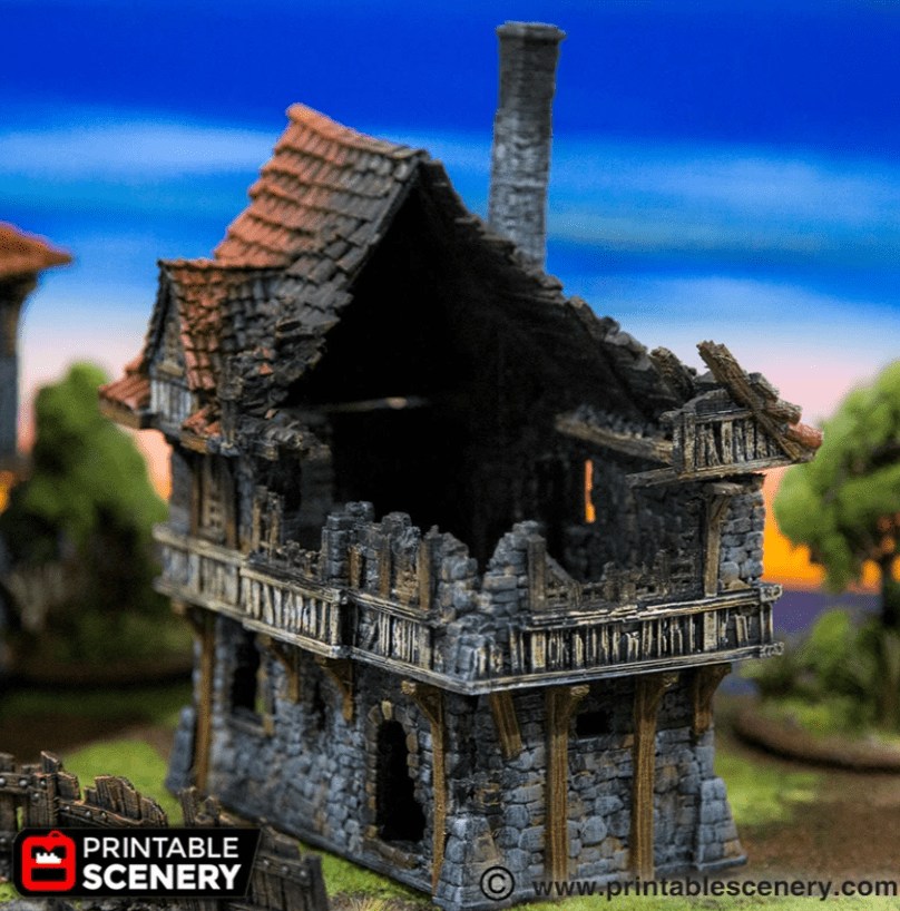 Tabletop Terrain Ruins Ruined Port House - Fantasy Ruins