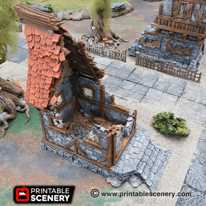 Tabletop Terrain Ruins Ruined Small Cottage - Fantasy Ruins