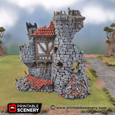 Tabletop Terrain Ruins Ruined Sorcerer's Tower - Fantasy Ruins