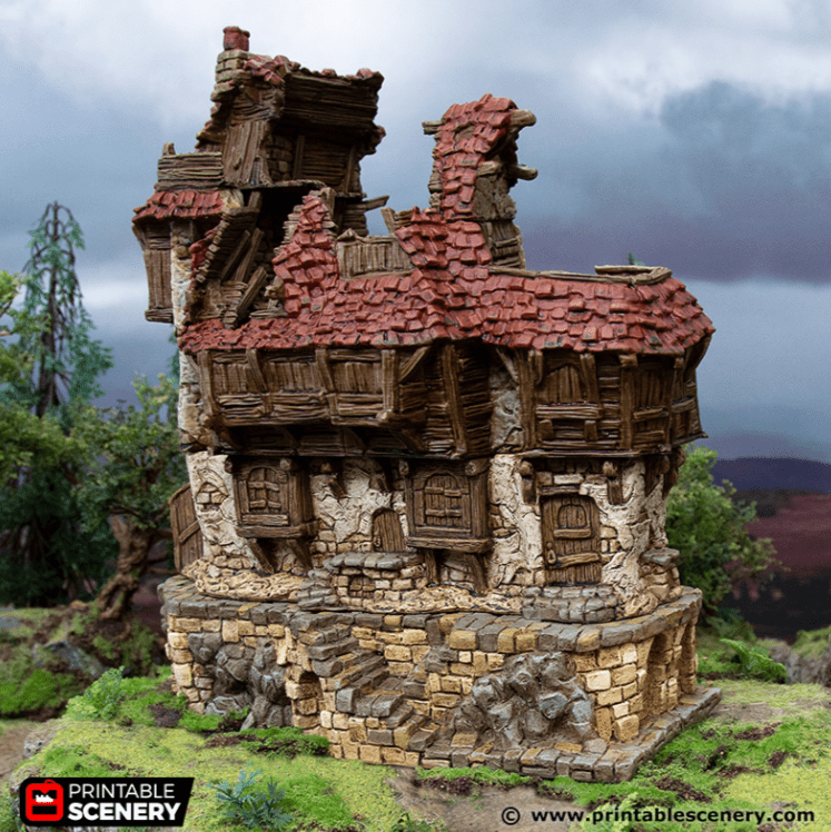 Tabletop Terrain Ruins Ruined Tavern - Hagglethorn Hollow - Fantasy Ruins