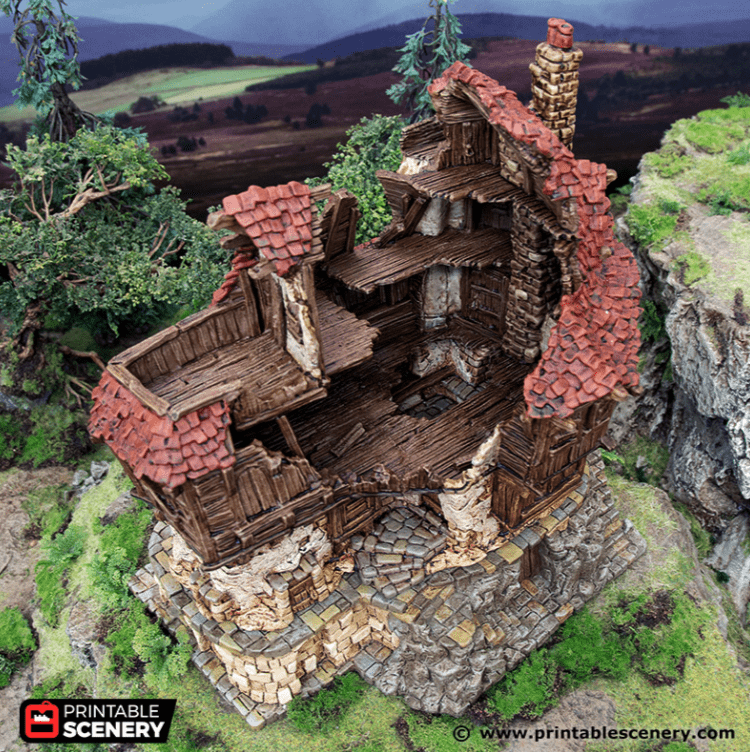 Tabletop Terrain Ruins Ruined Tavern - Hagglethorn Hollow - Fantasy Ruins