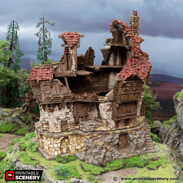 Tabletop Terrain Ruins Ruined Tavern - Hagglethorn Hollow - Fantasy Ruins