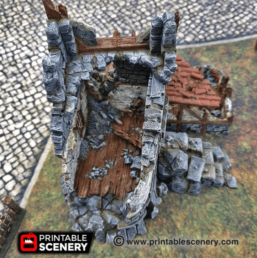 Tabletop Terrain Ruins Ruined War Cottage - Fantasy Ruins
