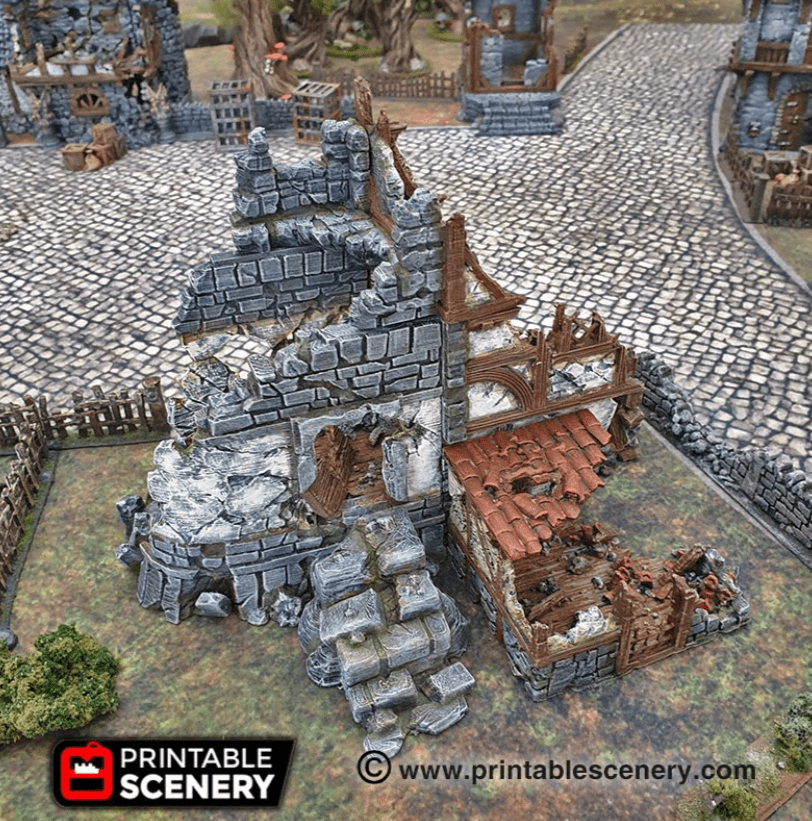 Tabletop Terrain Ruins Ruined War Cottage - Fantasy Ruins