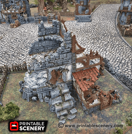 Tabletop Terrain Ruins Ruined War Cottage - Fantasy Ruins