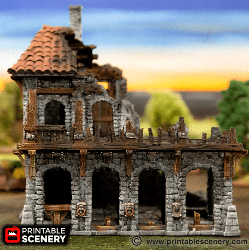 Tabletop Terrain Ruins Ruined Warehouse - Fantasy Ruins