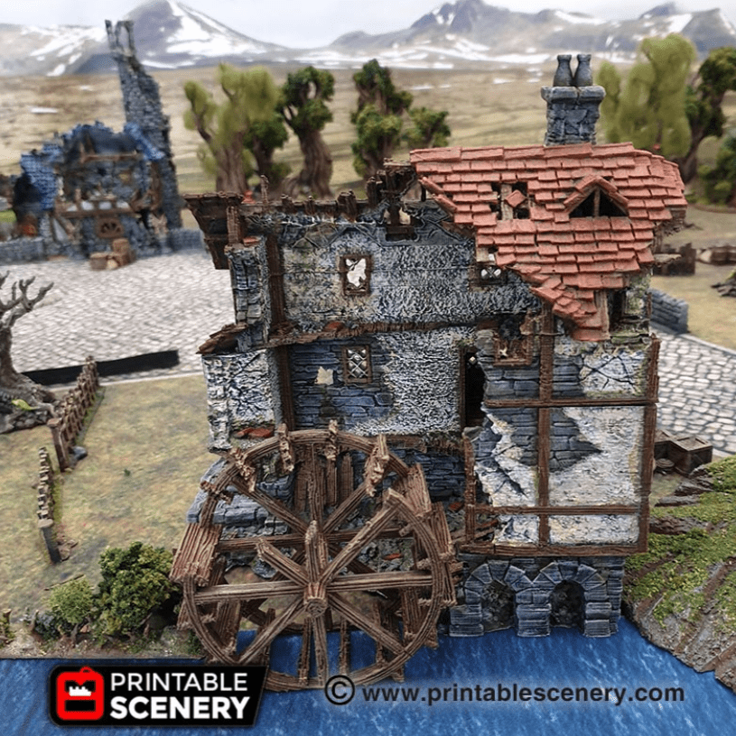 Tabletop Terrain Ruins Ruined Water Mill - Fantasy Ruins