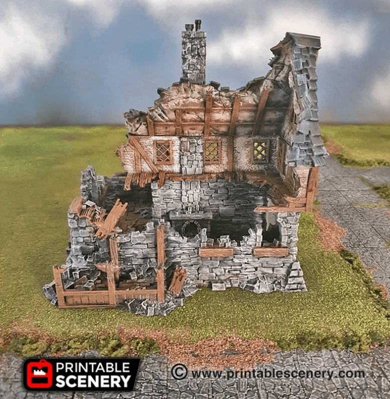 Tabletop Terrain Ruins Ruined Winterdale Tavern - Fantasy Building