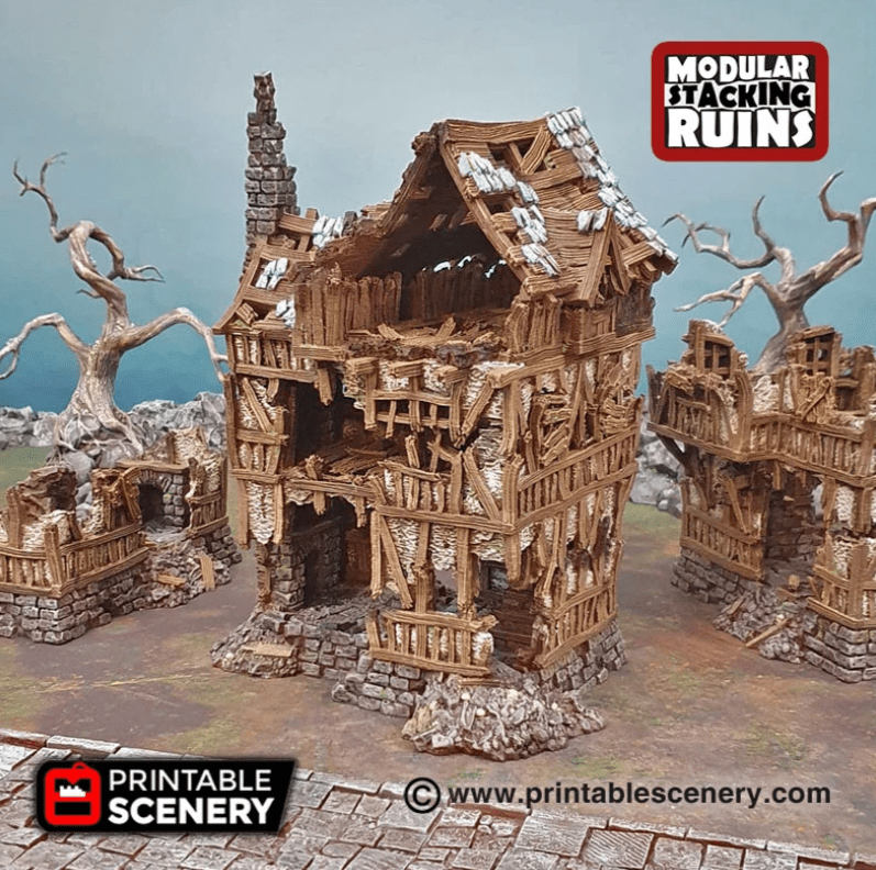 Tabletop Terrain Ruins Squatter Townhouse - Fantasy Ruins