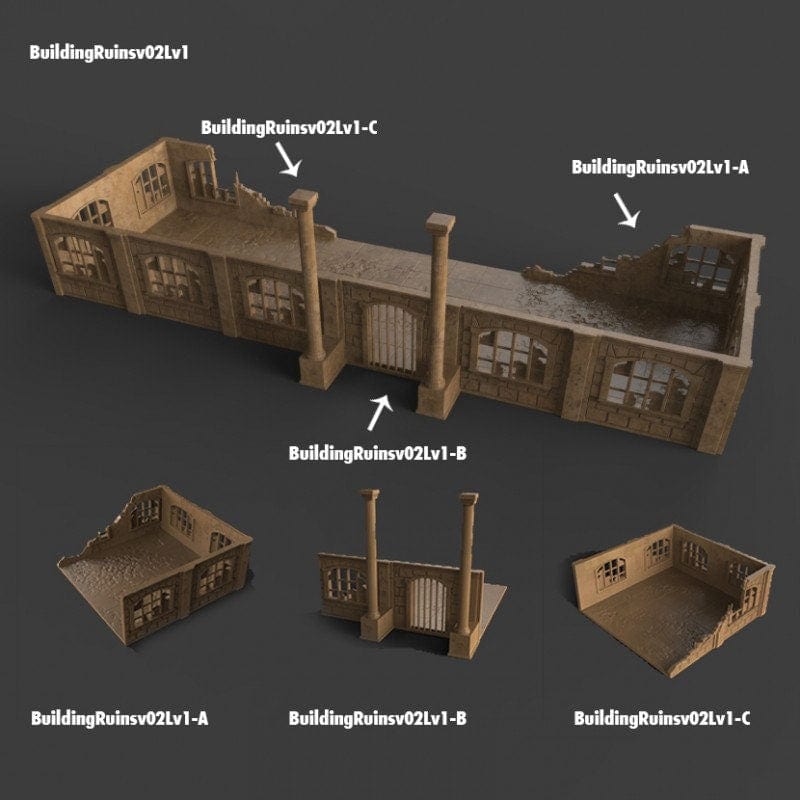 Tabletop Terrain Ruins Stalingrad Ruins B - WWII Building