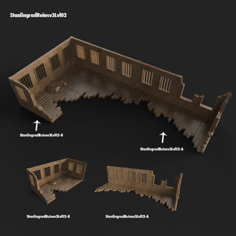 Tabletop Terrain Ruins Stalingrad Ruins C - WWII Building