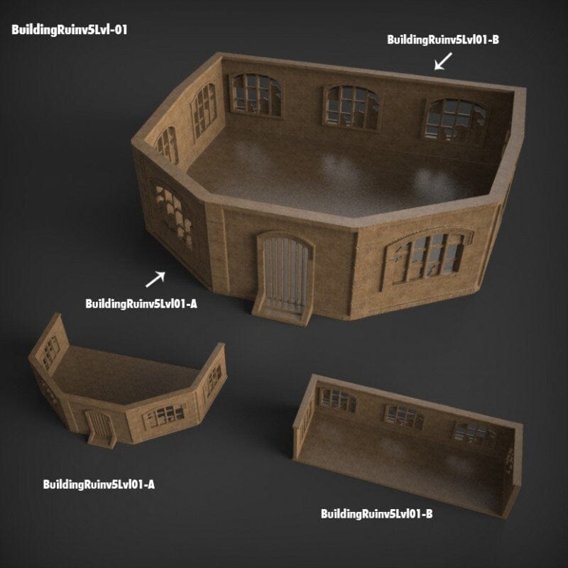 Tabletop Terrain Ruins Stalingrad Ruins E - WWII Building