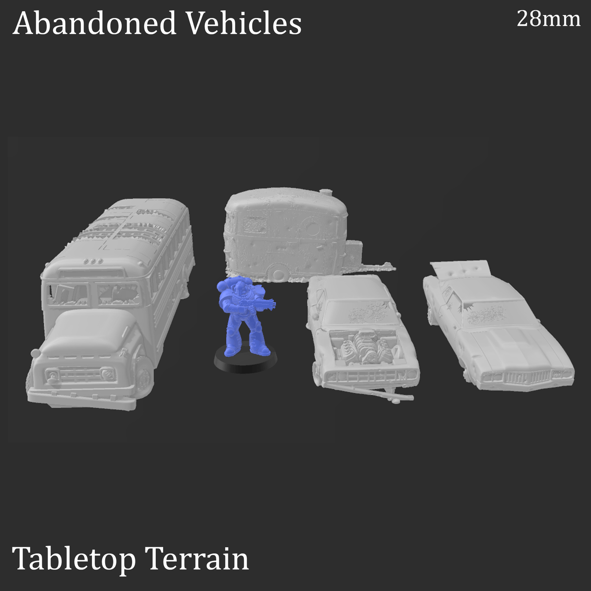 Tabletop Terrain Scatter Terrain Abandoned Vehicles - Apocalyptic Scatter Terrain
