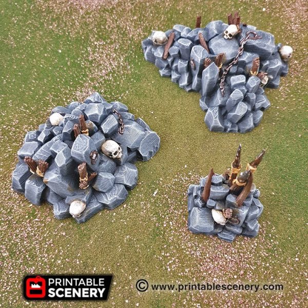 Tabletop Terrain Scatter Terrain Goblin Barricades and Rubble - Fantasy Scatter Terrain