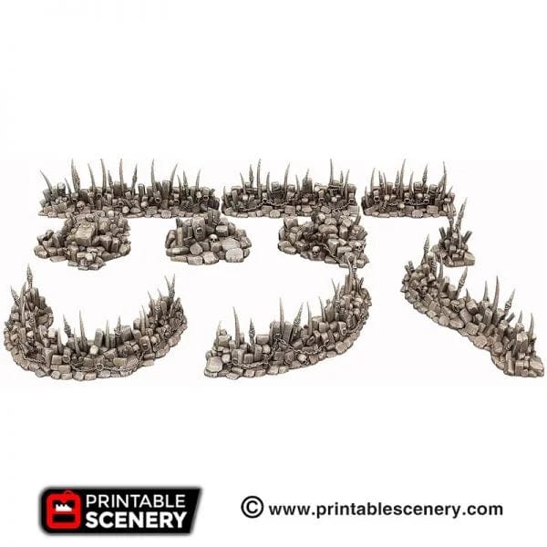 Tabletop Terrain Scatter Terrain Goblin Barricades and Rubble - Fantasy Scatter Terrain