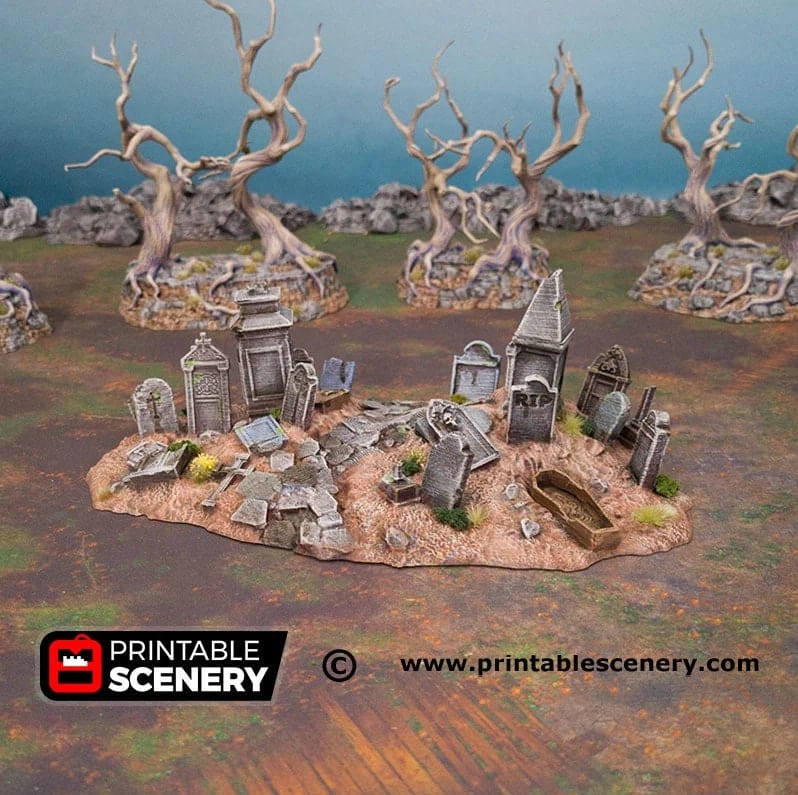 Tabletop Terrain Scatter Terrain Graveyard Hills - Fantasy Scatter Terrain