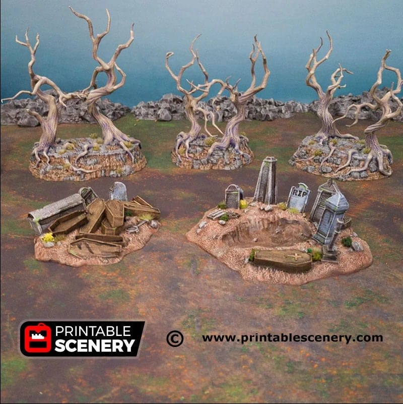 Tabletop Terrain Scatter Terrain Graveyard Hills - Fantasy Scatter Terrain