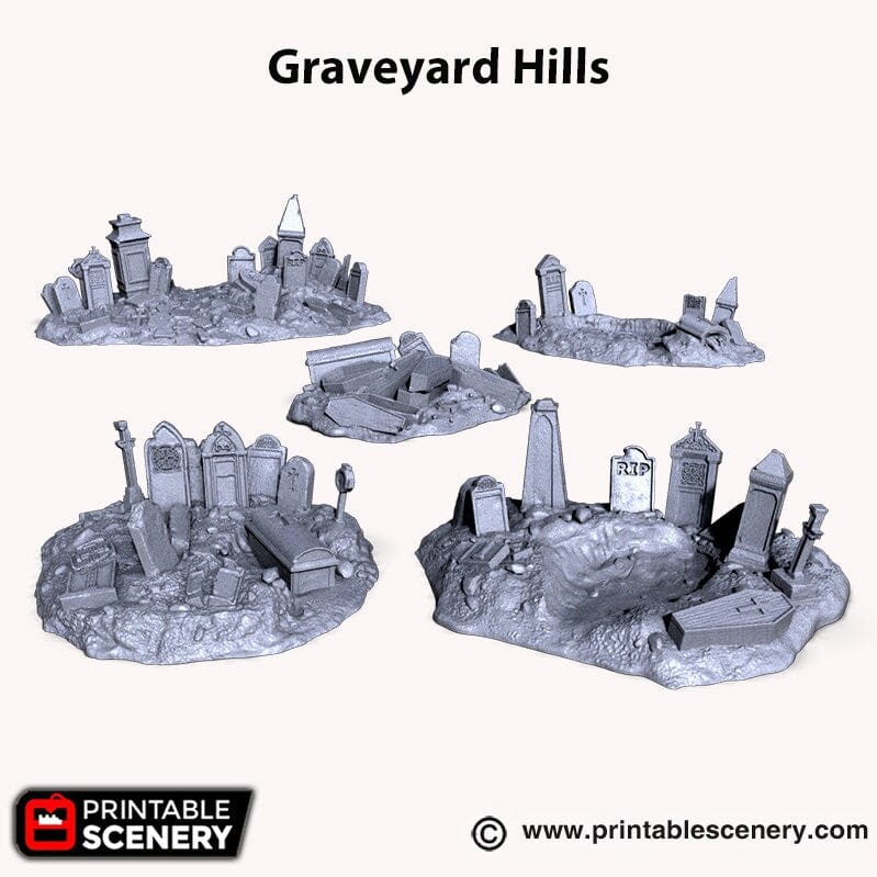 Tabletop Terrain Scatter Terrain Graveyard Hills - Fantasy Scatter Terrain