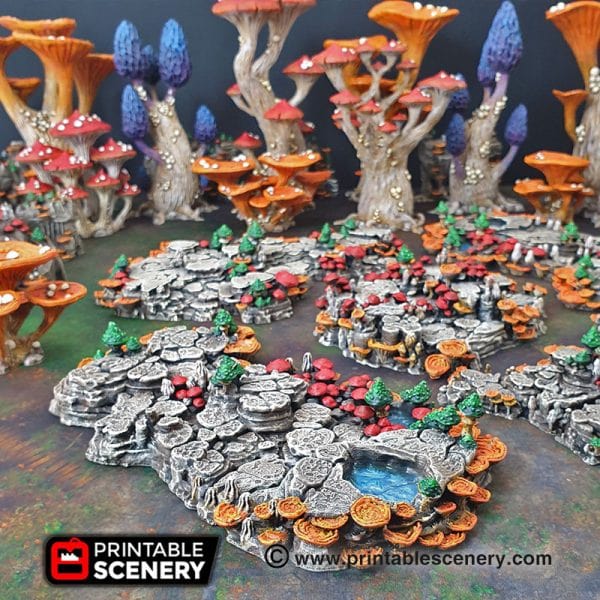 Tabletop Terrain Scatter Terrain Grotto Floors / Crystal / Shroom - Fantasy Scatter Terrain