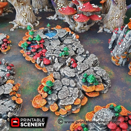Tabletop Terrain Scatter Terrain Grotto Floors / Crystal / Shroom - Fantasy Scatter Terrain