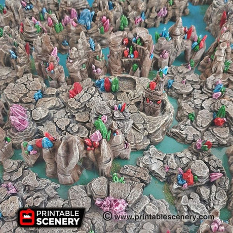 Tabletop Terrain Scatter Terrain Grotto Floors / Crystal / Shroom - Fantasy Scatter Terrain