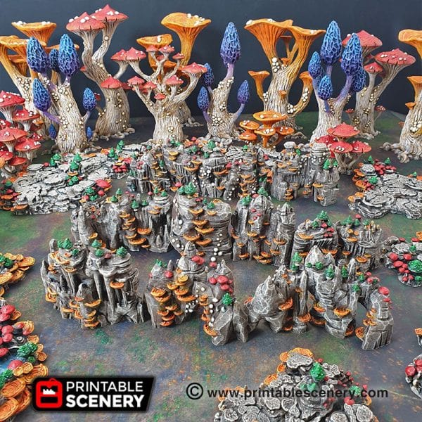 Tabletop Terrain Scatter Terrain Grotto Walls / Crystal / Shroom - Fantasy Scatter Terrain