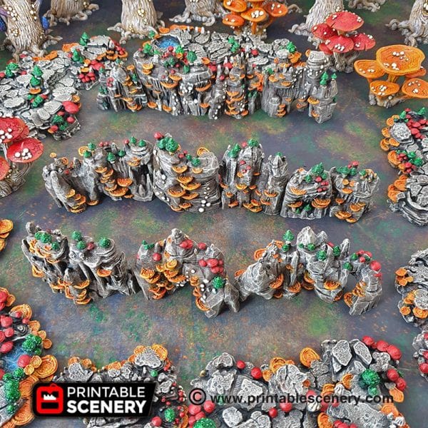 Tabletop Terrain Scatter Terrain Grotto Walls / Crystal / Shroom - Fantasy Scatter Terrain