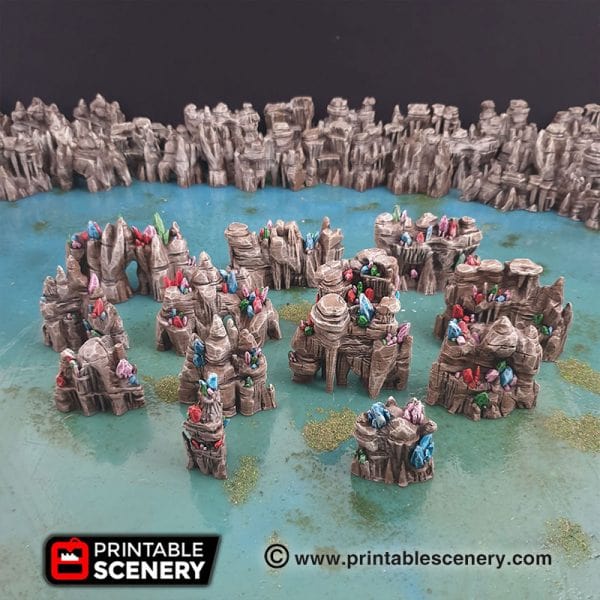 Tabletop Terrain Scatter Terrain Grotto Walls / Crystal / Shroom - Fantasy Scatter Terrain