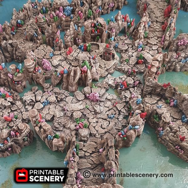 Tabletop Terrain Scatter Terrain Grotto Walls / Crystal / Shroom - Fantasy Scatter Terrain