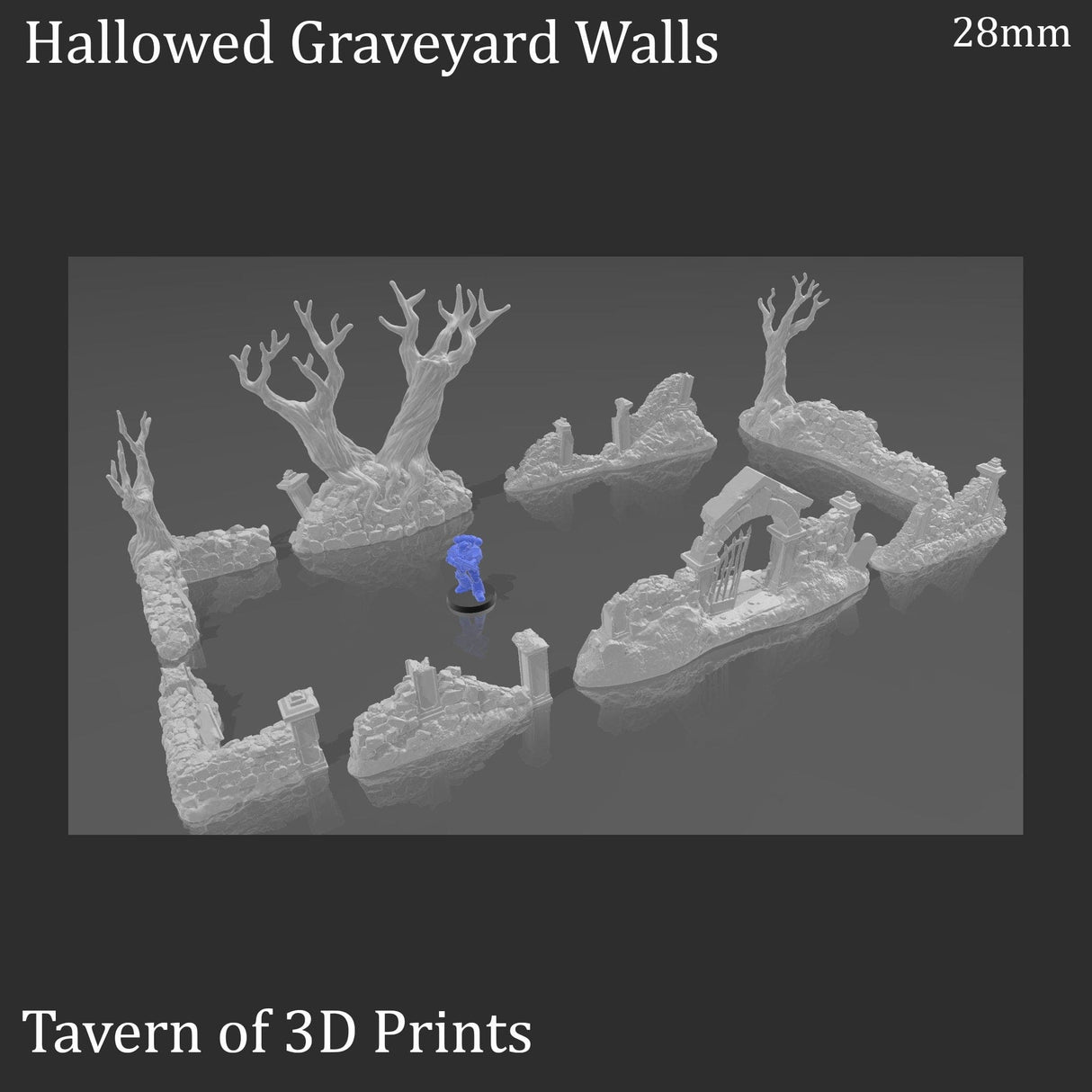 Tabletop Terrain Scatter Terrain Hallowed Graveyard Walls - Trees - Fantasy Terrain