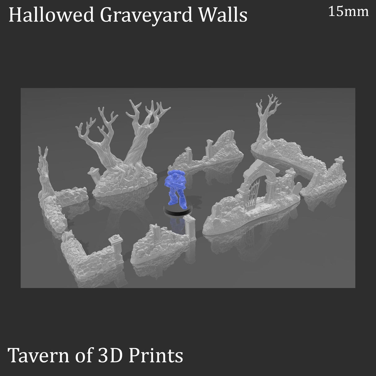 Tabletop Terrain Scatter Terrain Hallowed Graveyard Walls - Trees - Fantasy Terrain