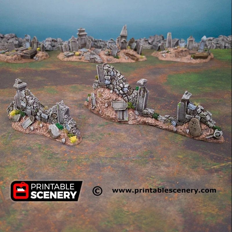 Tabletop Terrain Scatter Terrain Hallowed Graveyard Walls - Trees - Fantasy Terrain
