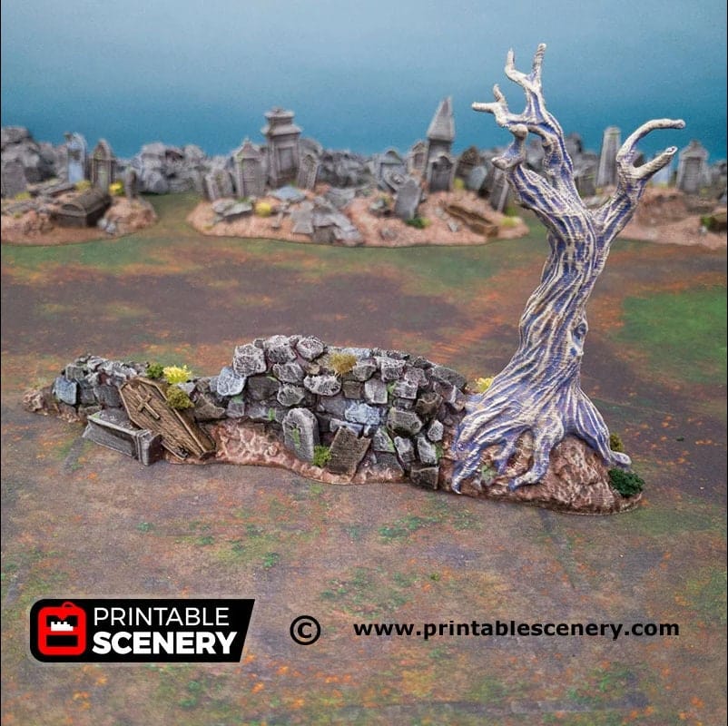 Tabletop Terrain Scatter Terrain Hallowed Graveyard Walls - Trees - Fantasy Terrain