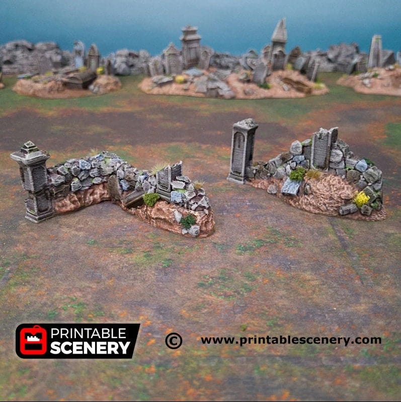 Tabletop Terrain Scatter Terrain Hallowed Graveyard Walls - Trees - Fantasy Terrain