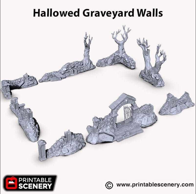 Tabletop Terrain Scatter Terrain Hallowed Graveyard Walls - Trees - Fantasy Terrain