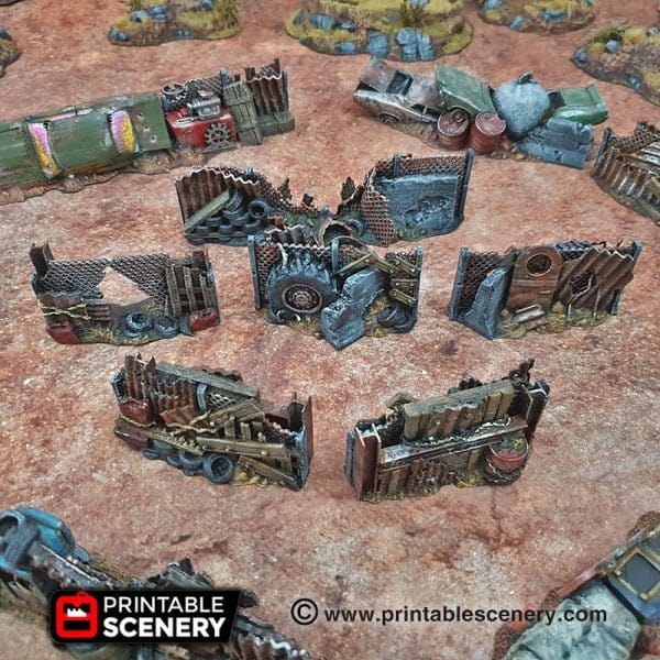 Tabletop Terrain Scatter Terrain Junkfort Barricades and Fences - Apocalyptic Scatter Terrain