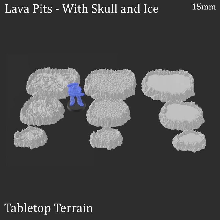 Tabletop Terrain Scatter Terrain Lava Pits - with Skull and Ice - Scatter Terrain