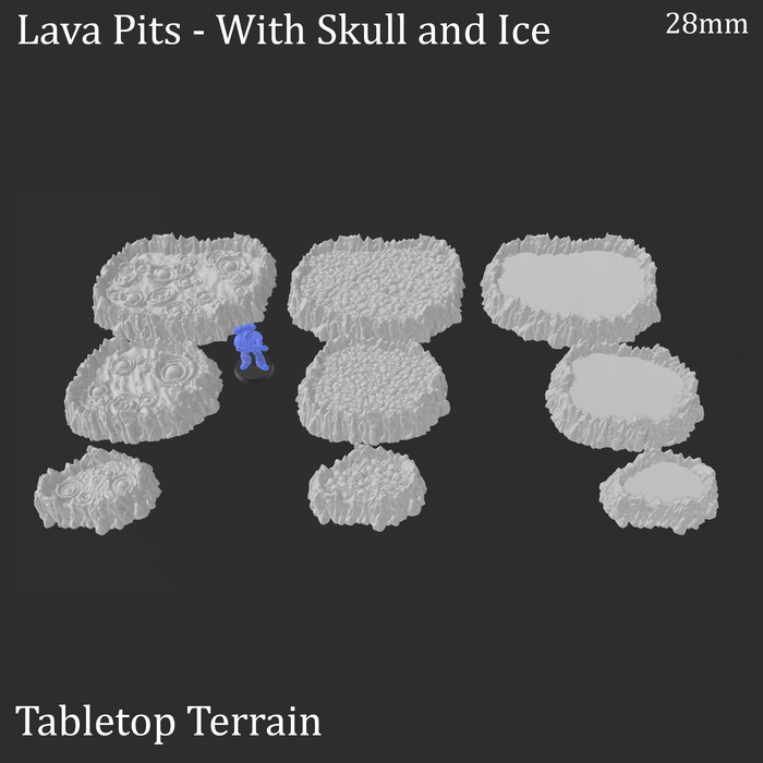 Tabletop Terrain Scatter Terrain Lava Pits - with Skull and Ice - Scatter Terrain