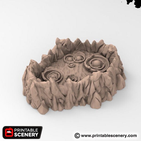 Tabletop Terrain Scatter Terrain Lava Pits - with Skull and Ice - Scatter Terrain