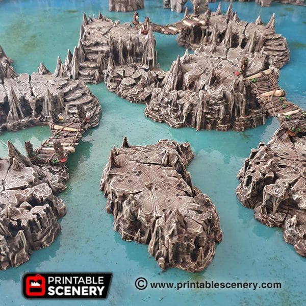 Tabletop Terrain Scatter Terrain Raised Caverns / Shroom with Bridges- Fantasy Scatter Terrain