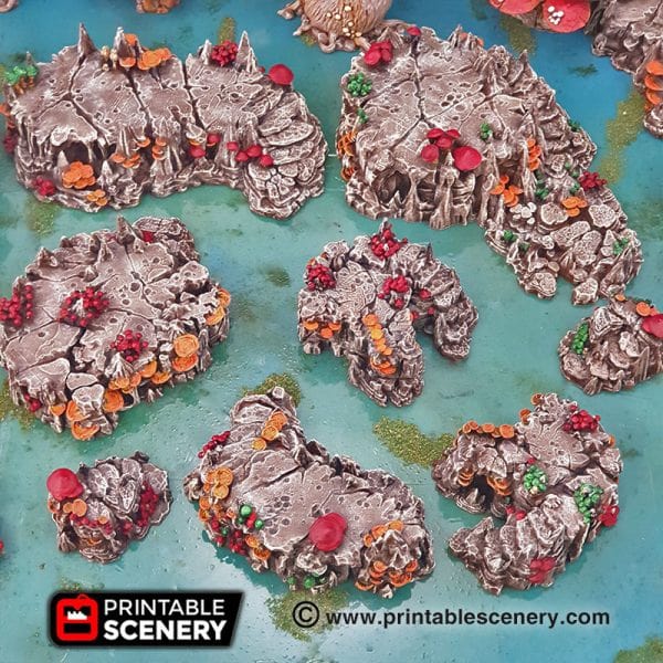 Tabletop Terrain Scatter Terrain Raised Caverns / Shroom with Bridges- Fantasy Scatter Terrain