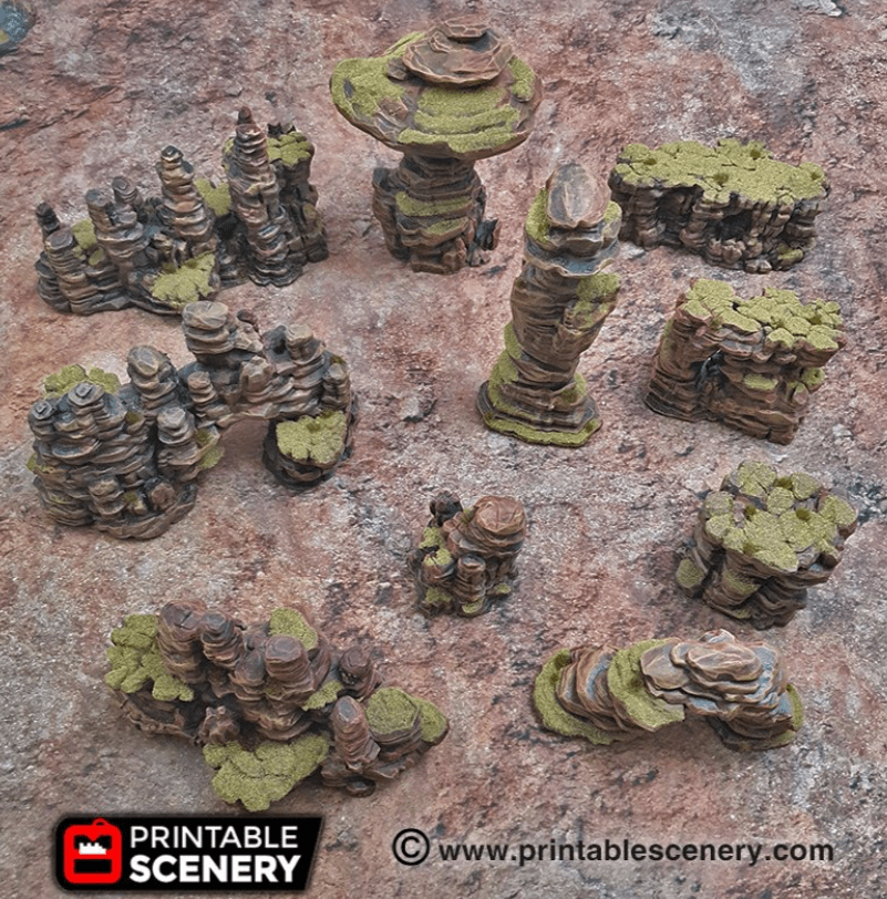 Tabletop Terrain Scatter Terrain Sci-Fi Desert Canyon Rocks - Scatter Terrain