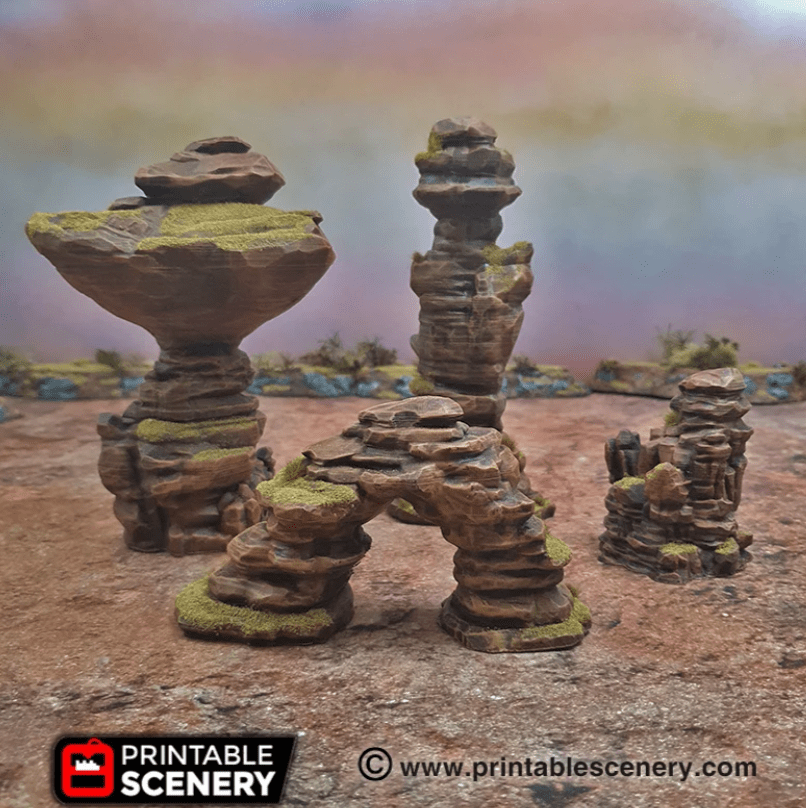 Tabletop Terrain Scatter Terrain Sci-Fi Desert Canyon Rocks - Scatter Terrain
