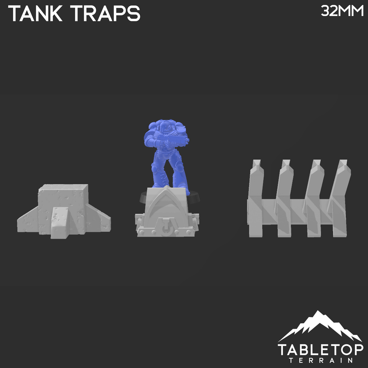 Tabletop Terrain Scatter Terrain Tank Traps - WWII Scatter Terrain