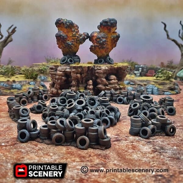 Tabletop Terrain Scatter Terrain Tire Obstacles - Gaslands Scatter Terrain