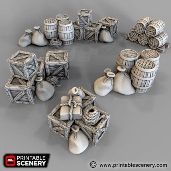 Tabletop Terrain Ship Cargo Piles - Pirate Scatter Terrain